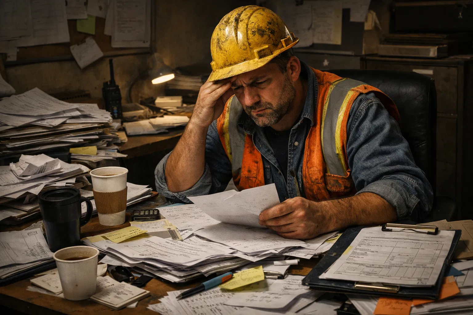 Zettelwirtschaft auf der Baustelle – unleserliche handgeschriebene Bautagesberichte